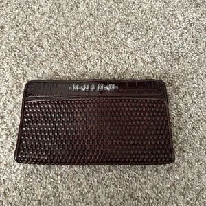 Brighton Brown Woven Clutch with Silver Accents